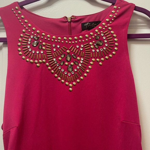 NWT $80R Thalia Sodi Acapulco Magenta Spark Bead Embellished Dress. Size Large - Picture 5 of 8